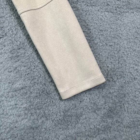 Mine Light Jacket Beige Faux Suede Open Front Zipper Hem Button Detail Jacket - Picture 5 of 10